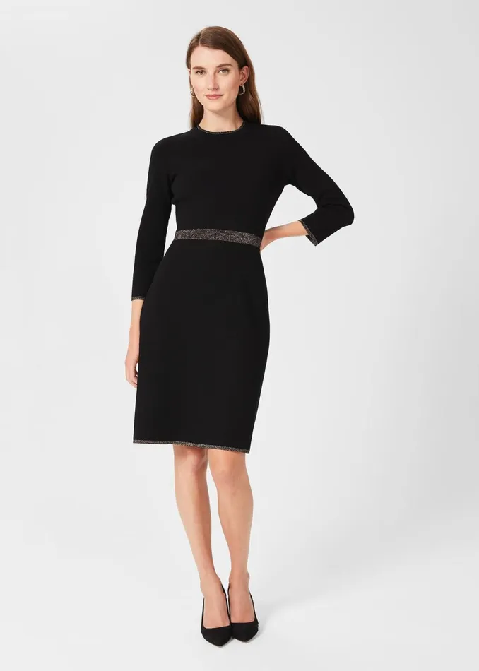 Womens Frida Knitted Dress Black Gold Hobbs Dresses Near Me