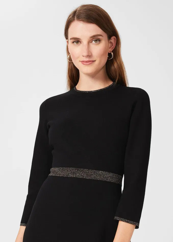 Womens Frida Knitted Dress Black Gold Hobbs Dresses Near Me
