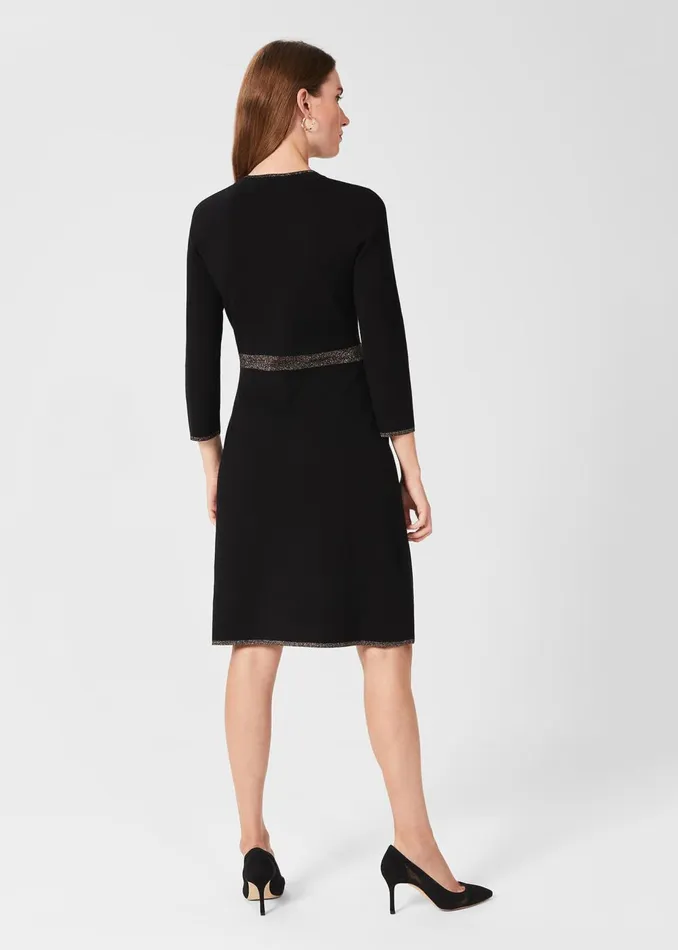 Womens Frida Knitted Dress Black Gold Hobbs Dresses Near Me