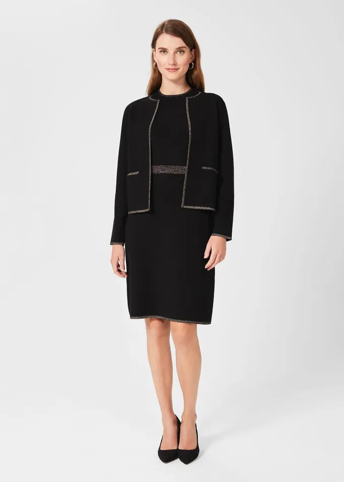 Womens Frida Knitted Dress Black Gold Hobbs Dresses Near Me