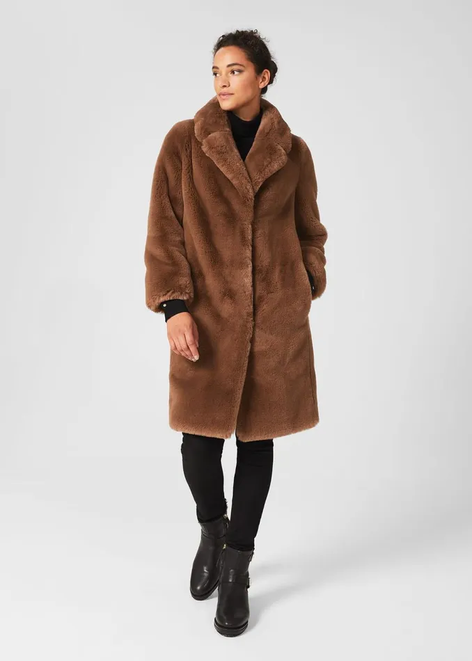 Womens Georgia Faux Fur Coat Camel Hobbs Coats and Jackets For Sale
