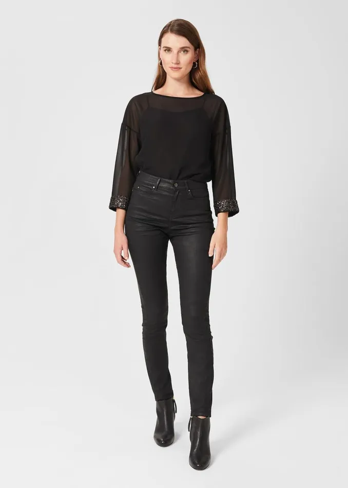 Womens Gia Coated Jeans Black Hobbs Jeans On Sale