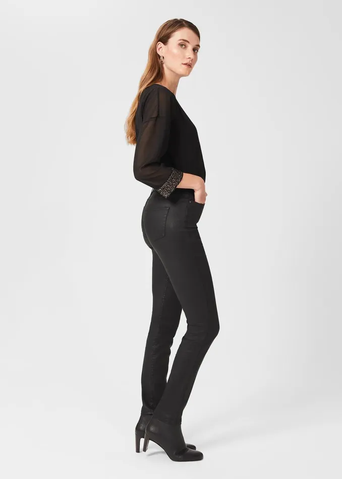 Womens Gia Coated Jeans Black Hobbs Jeans On Sale