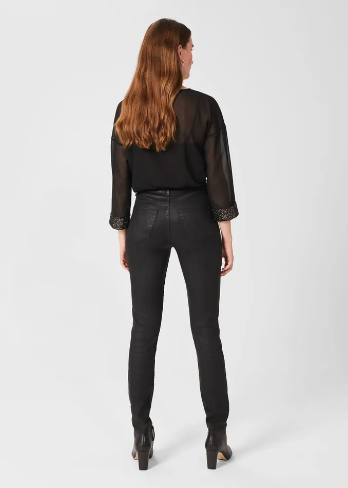 Womens Gia Coated Jeans Black Hobbs Jeans On Sale