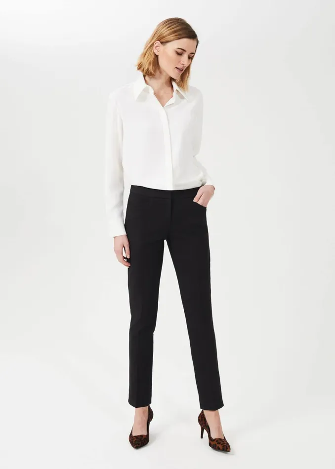 Womens Hailey Slim Trousers With Stretch Black Hobbs Trousers