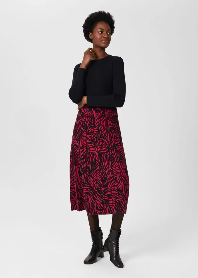 Womens Harlie Midi Knitted Dress Navy Pink Hobbs Dresses Gift for Friend