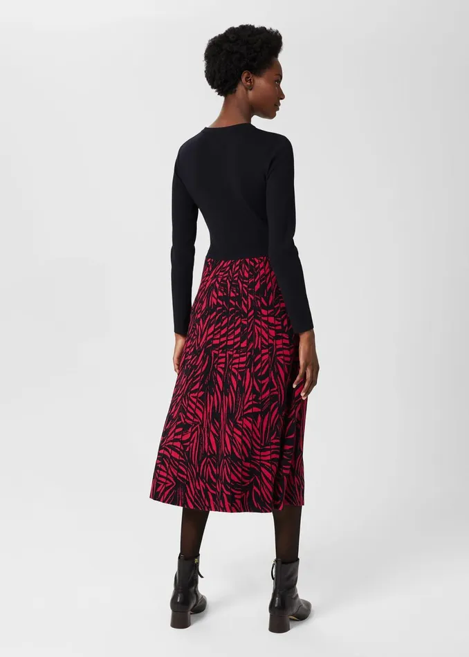 Womens Harlie Midi Knitted Dress Navy Pink Hobbs Dresses Gift for Friend