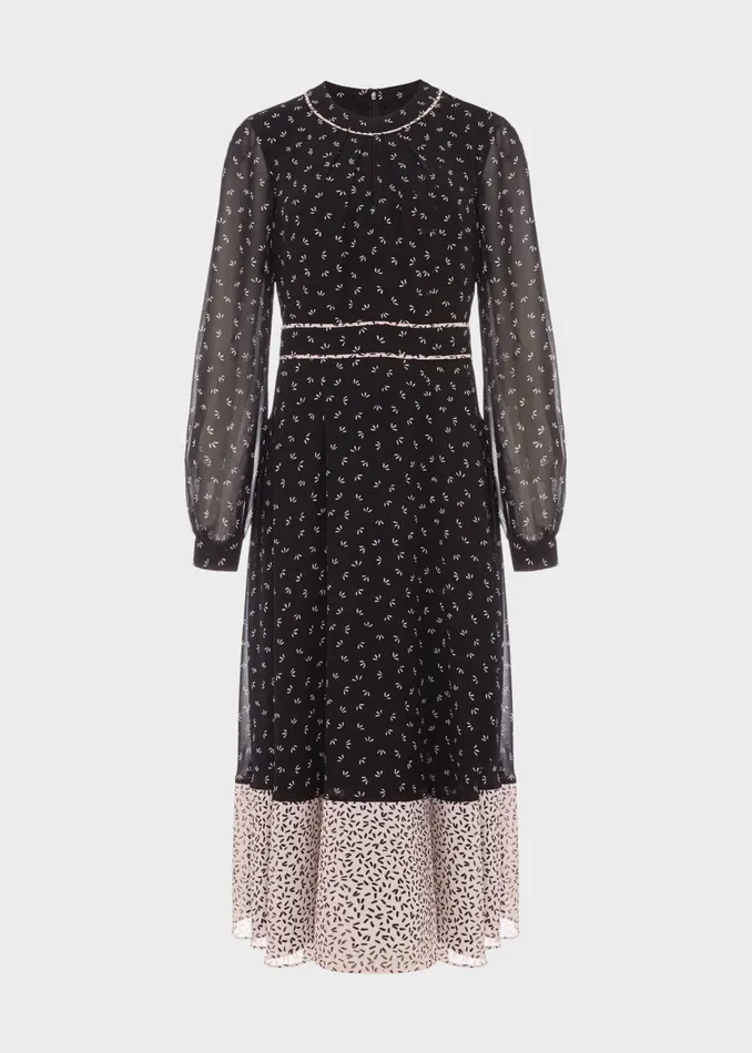 Womens Heidi Printed Midi Dress Black Pink Hobbs Dresses Gift 4 You
