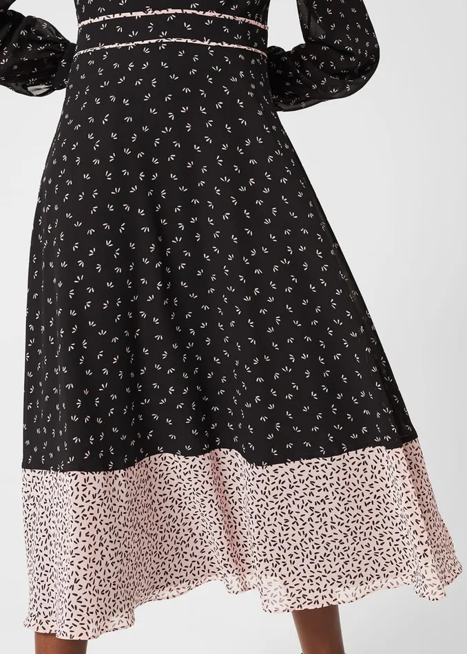 Womens Heidi Printed Midi Dress Black Pink Hobbs Dresses Gift 4 You