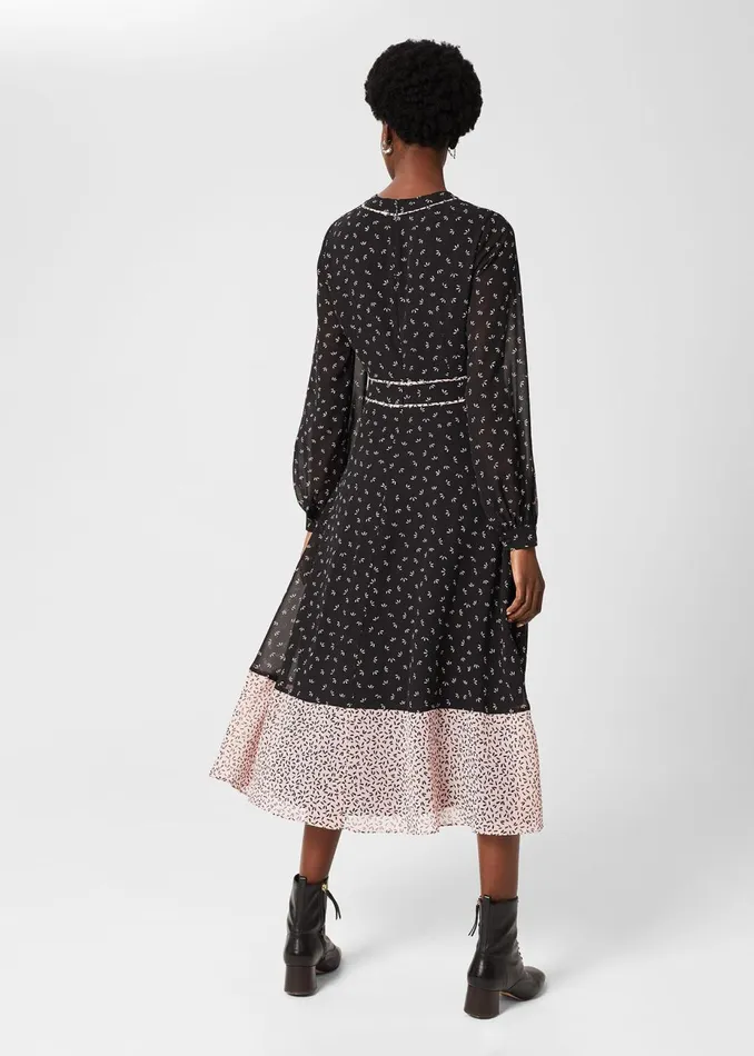 Womens Heidi Printed Midi Dress Black Pink Hobbs Dresses Gift 4 You