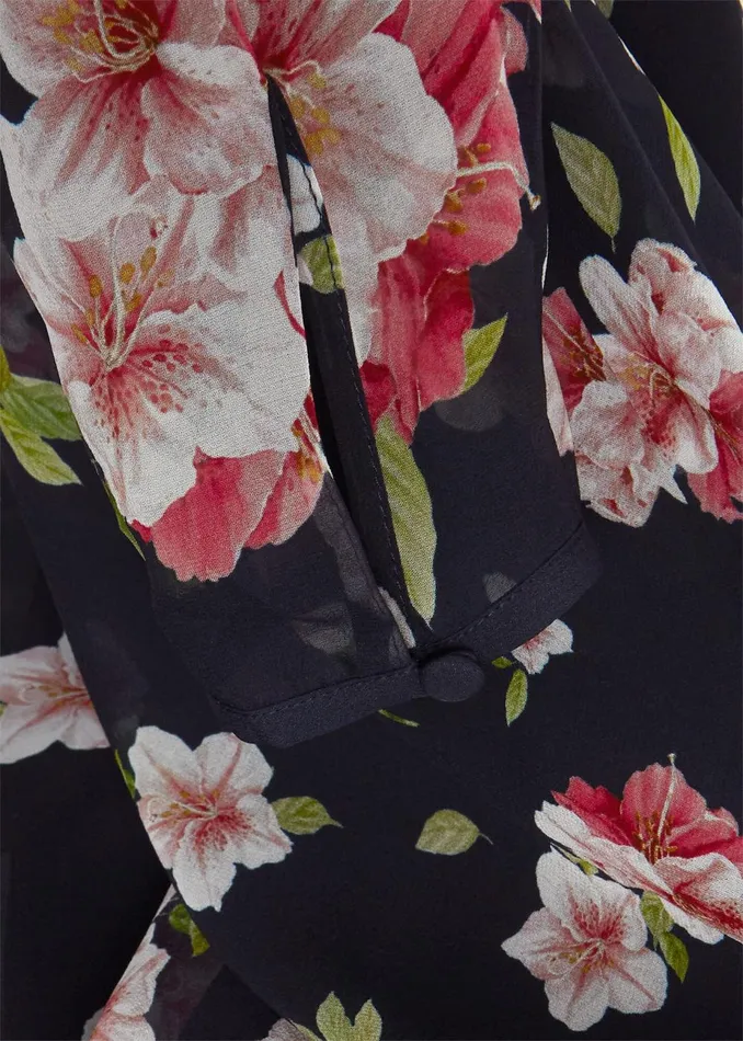 Womens Helena Silk Floral Midi Dress Navy Multi Hobbs Dresses Online