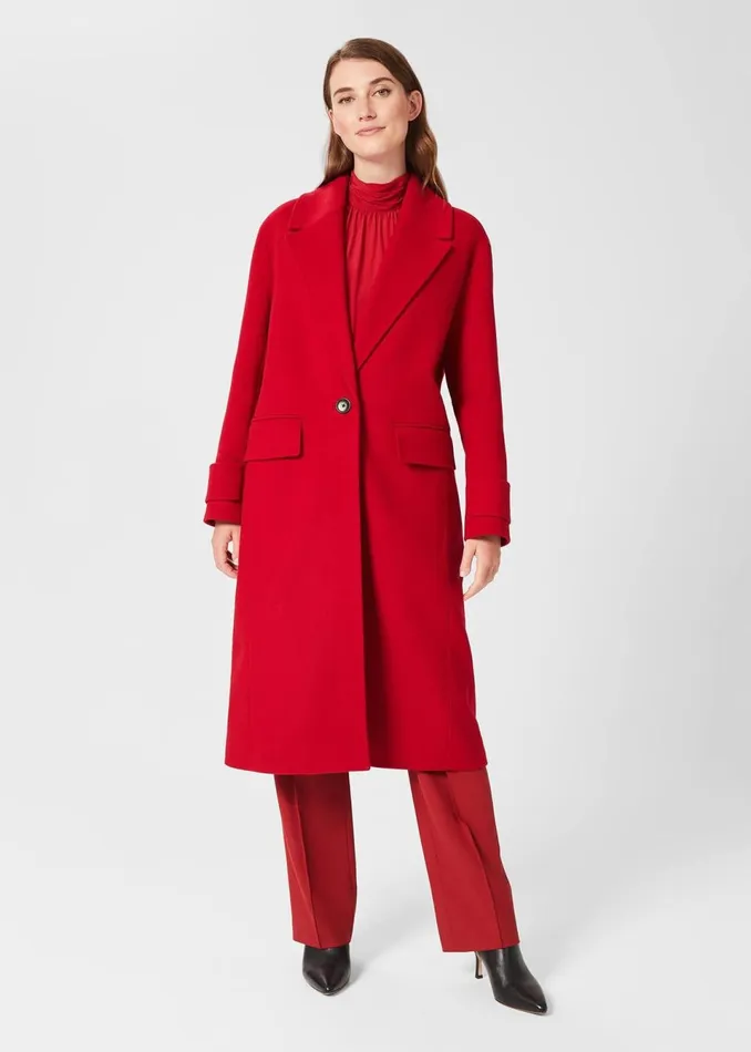 Womens Henrietta Wool Blend Coat Red Hobbs Coats and Jackets Cheap On Sale