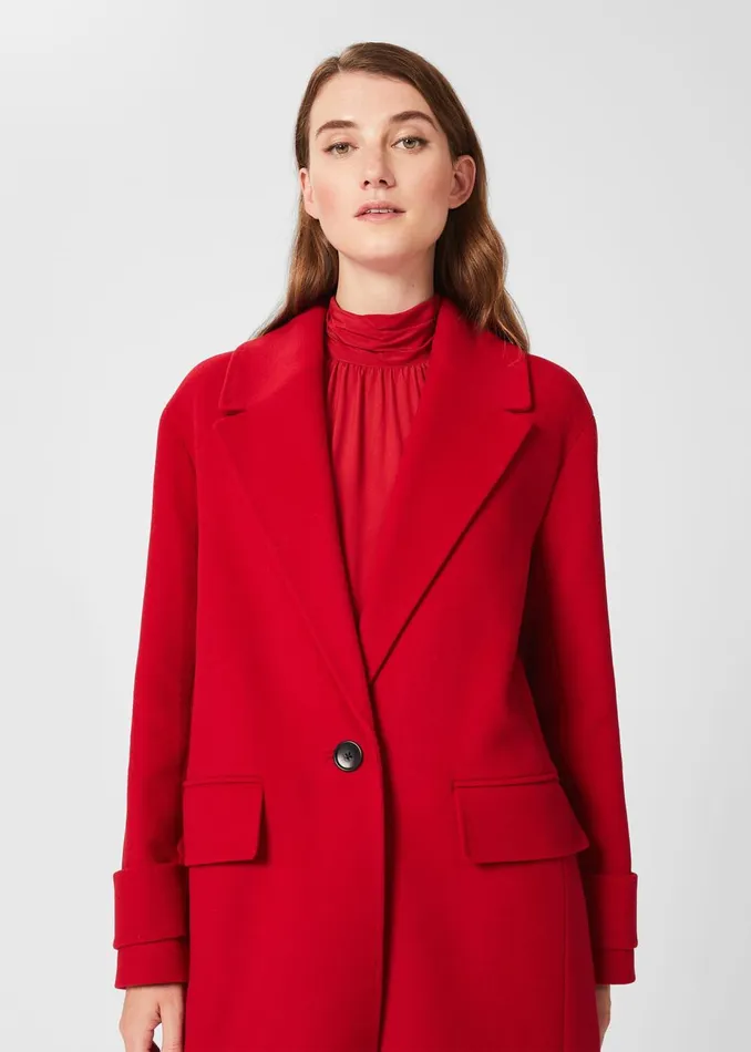 Womens Henrietta Wool Blend Coat Red Hobbs Coats and Jackets Cheap On Sale