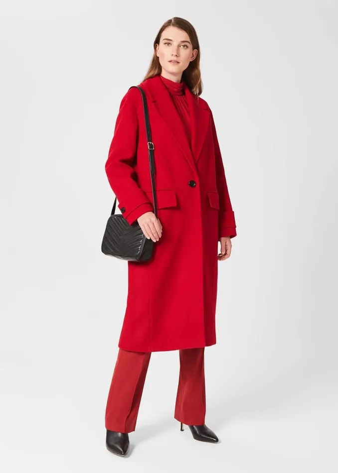 Womens Henrietta Wool Blend Coat Red Hobbs Coats and Jackets Cheap On Sale