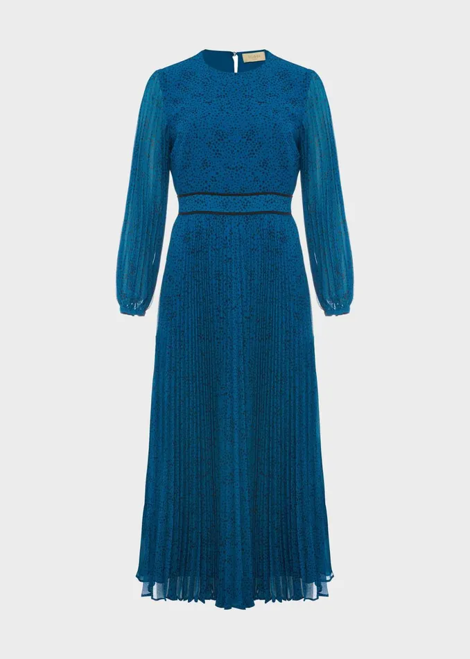 Womens Isabella Spot Pleated Midi Dress Kingfisher Hobbs Dresses Popular