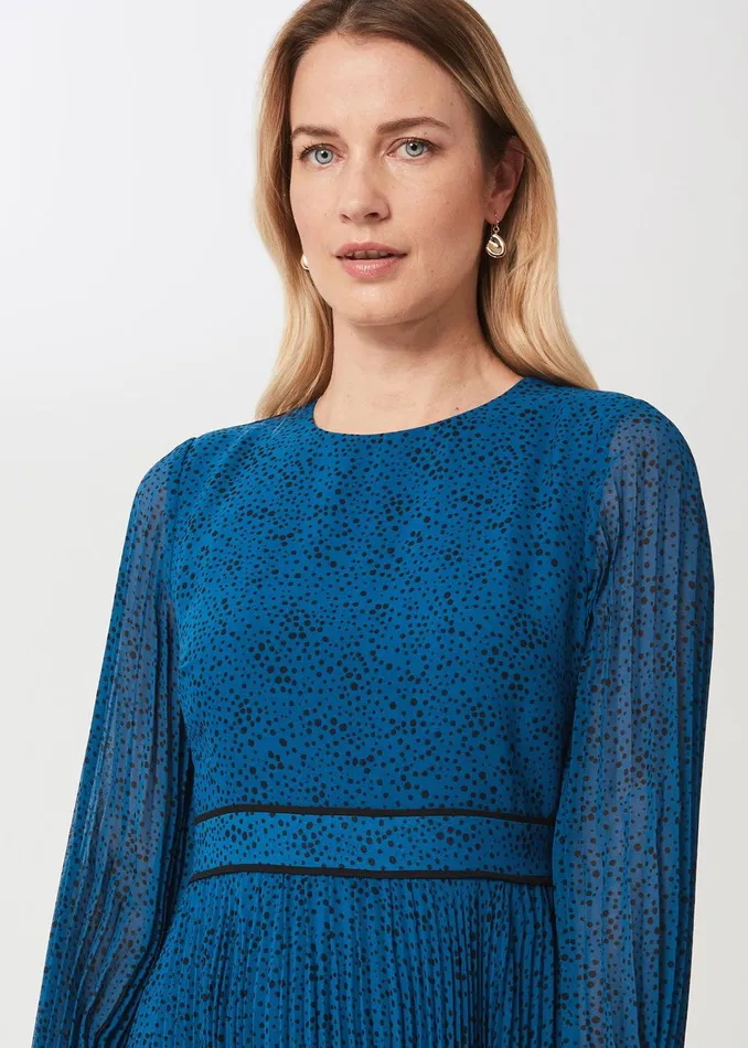 Womens Isabella Spot Pleated Midi Dress Kingfisher Hobbs Dresses Popular
