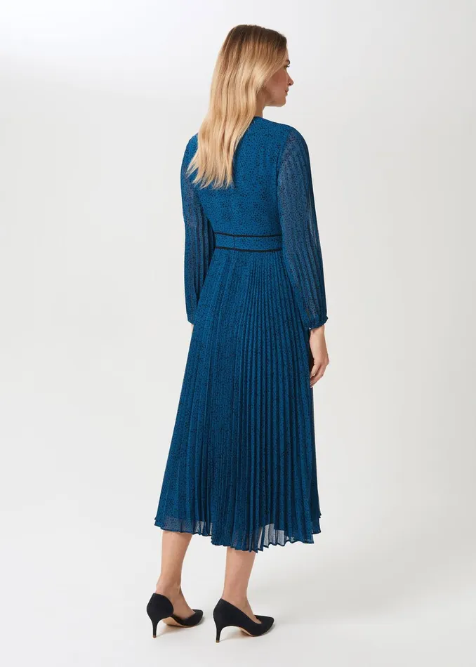 Womens Isabella Spot Pleated Midi Dress Kingfisher Hobbs Dresses Popular