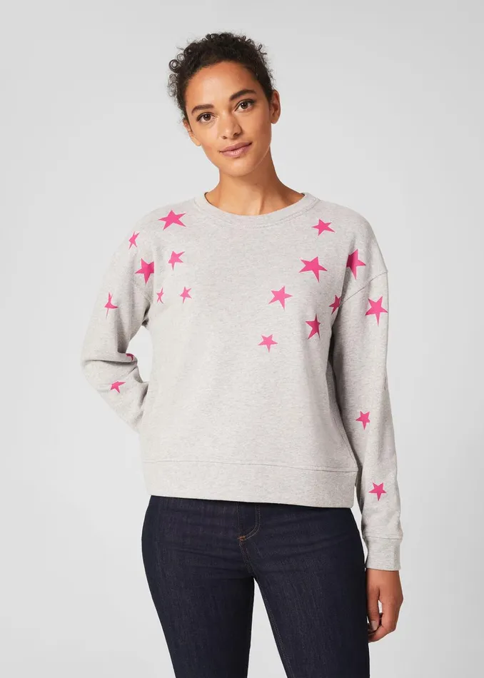 Womens Janey Star Sweatshirt Grey Marl Pink Hobbs Tops Gift for Friend