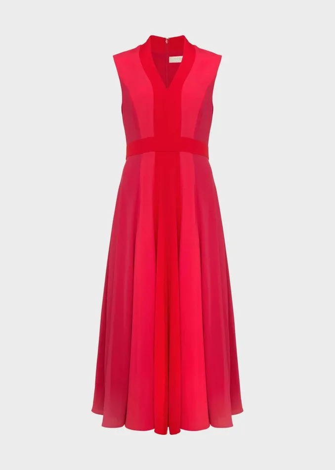 Womens Jilly Colourblock V Neck Dress Raspberry Red Hobbs Dresses Gift 4 You