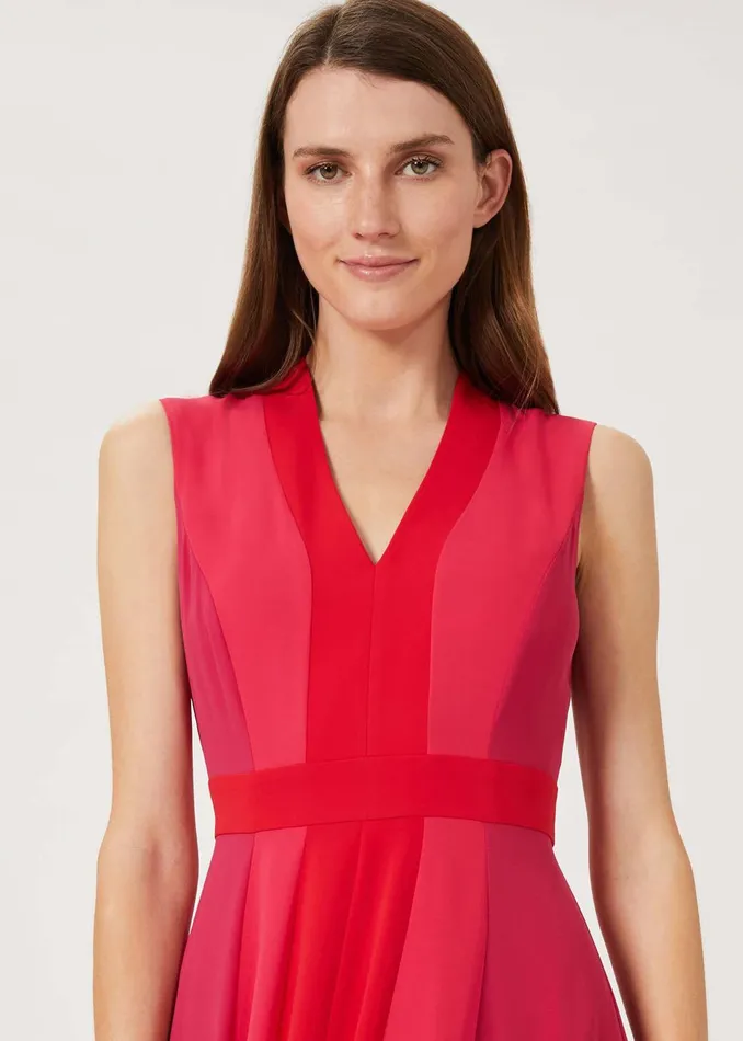 Womens Jilly Colourblock V Neck Dress Raspberry Red Hobbs Dresses Gift 4 You