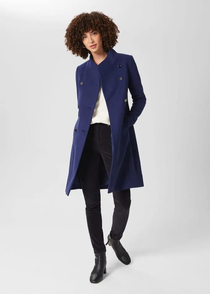 Womens Johanna Wool Blend Coat Deep Blue Hobbs Coats and Jackets On Sale
