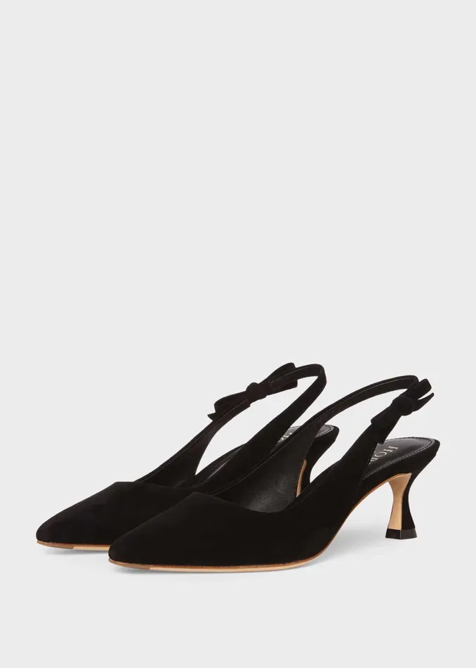 Womens Julia Suede Slingback Shoes Black Hobbs Court Shoes Online