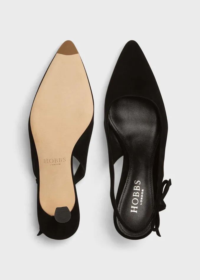 Womens Julia Suede Slingback Shoes Black Hobbs Court Shoes Online