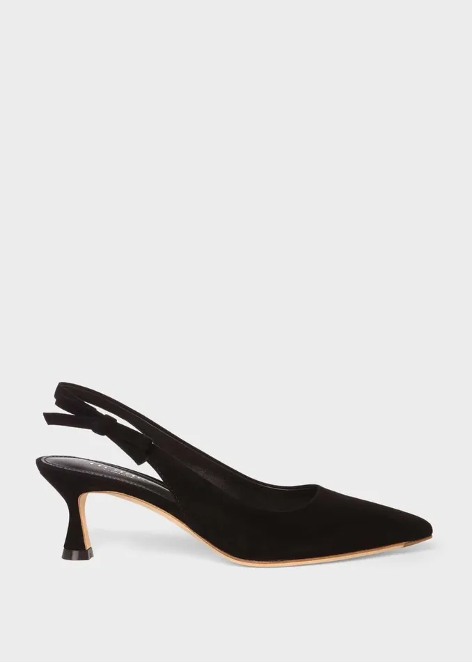 Womens Julia Suede Slingback Shoes Black Hobbs Heels Gift for Friend