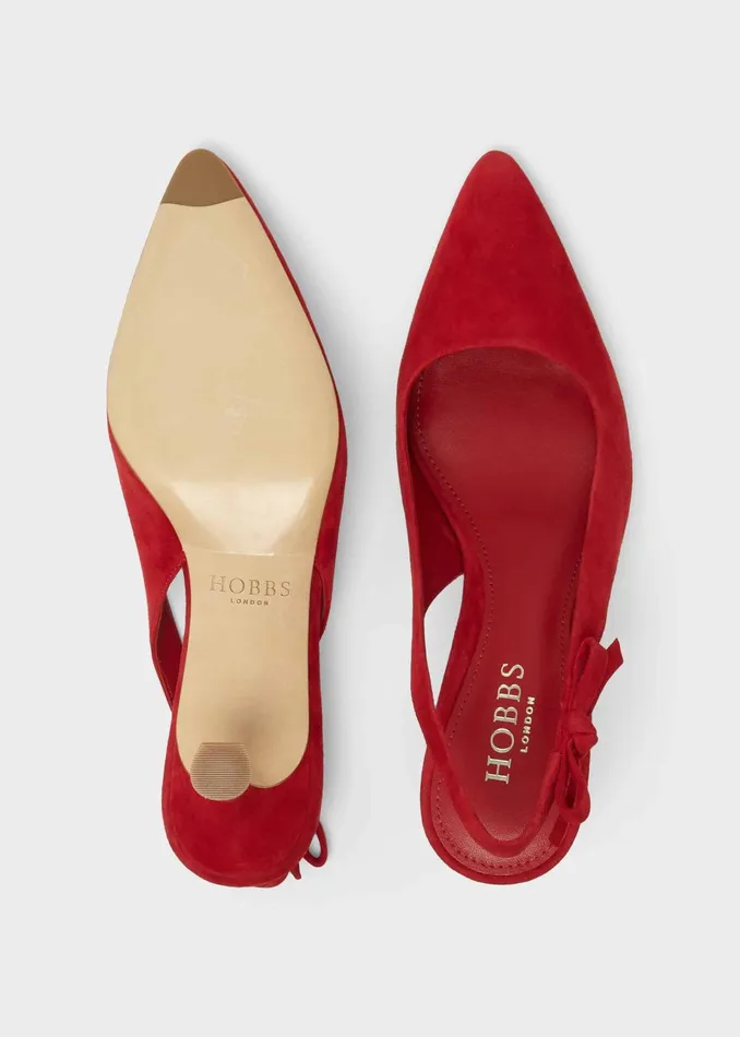 Womens Julia Suede Slingback Shoes Poppy Red Hobbs Heels Popular