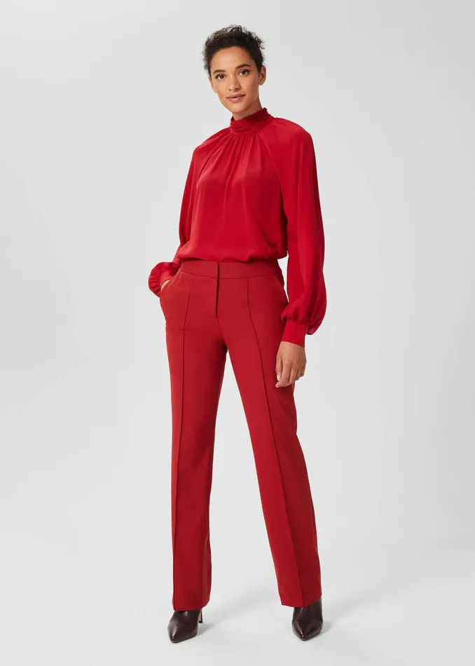 Womens Kyle Wool Blend Straight Trousers Red Hobbs Trousers