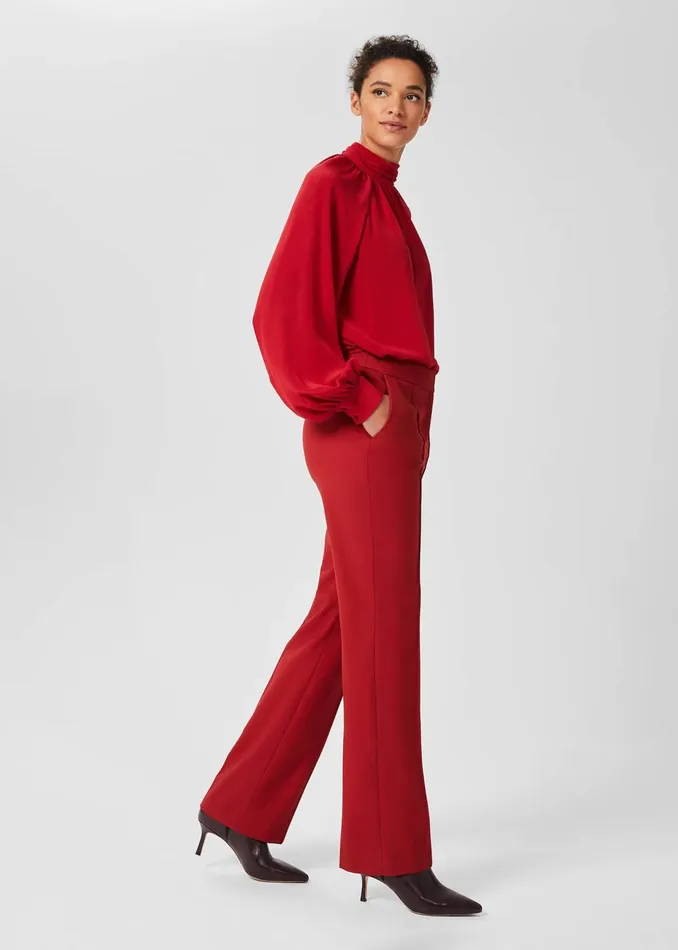 Womens Kyle Wool Blend Straight Trousers Red Hobbs Trousers
