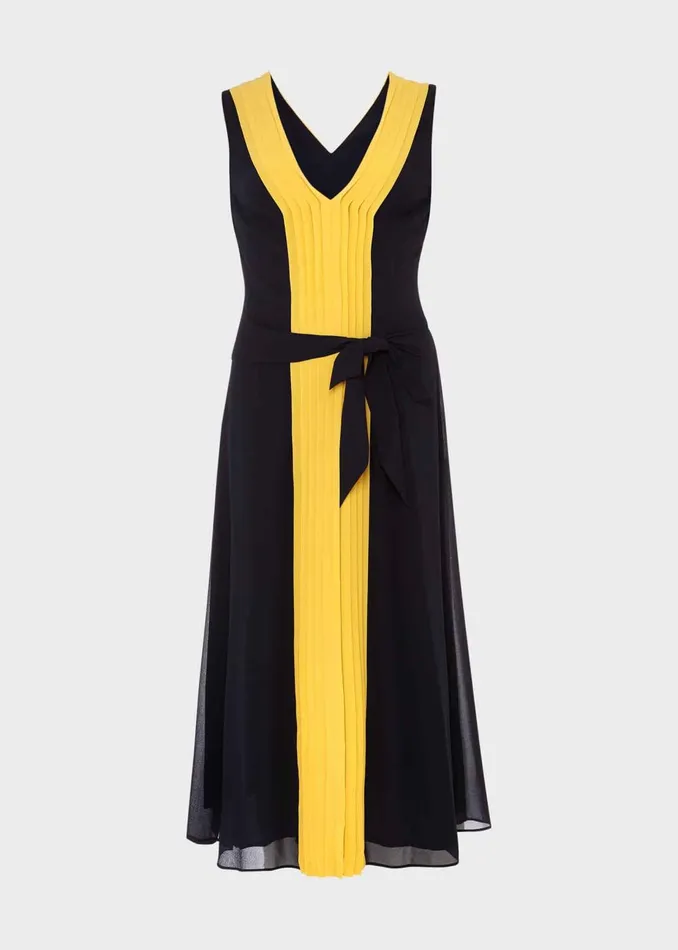 Womens Lila V Neck Midi Dress Navy Yellow Hobbs Dresses Online