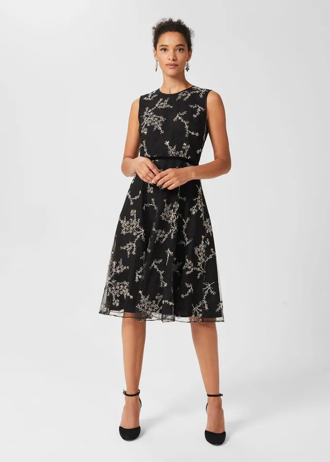 Womens Lilith Dress Black Metallic Hobbs Dresses Cheap On Sale