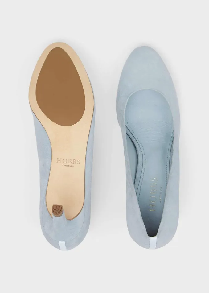 Womens Lizzie Suede Court Shoes Celeste Blue Hobbs Heels Casaul