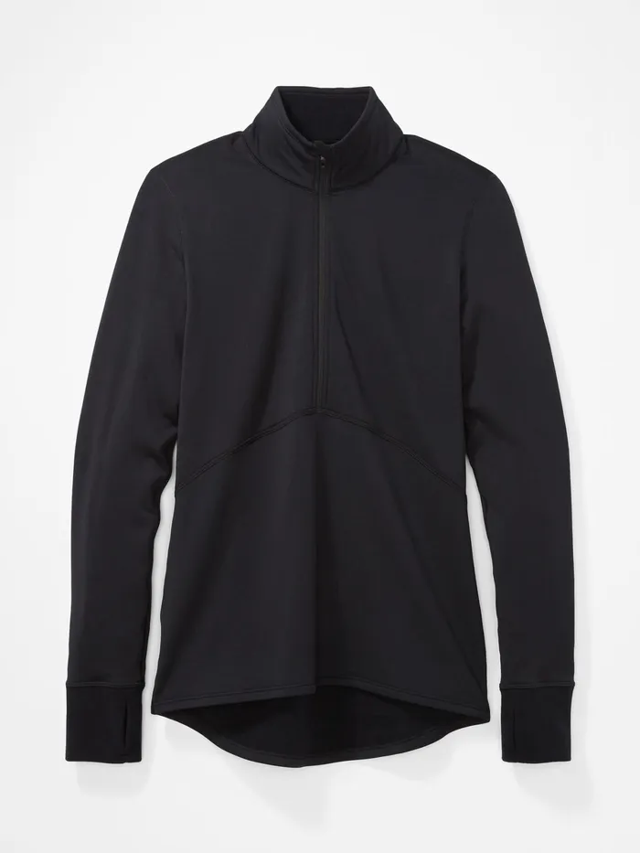 Womens LongSleeve Shirts Marmot Polartec Baselayer Zip Jacket Black