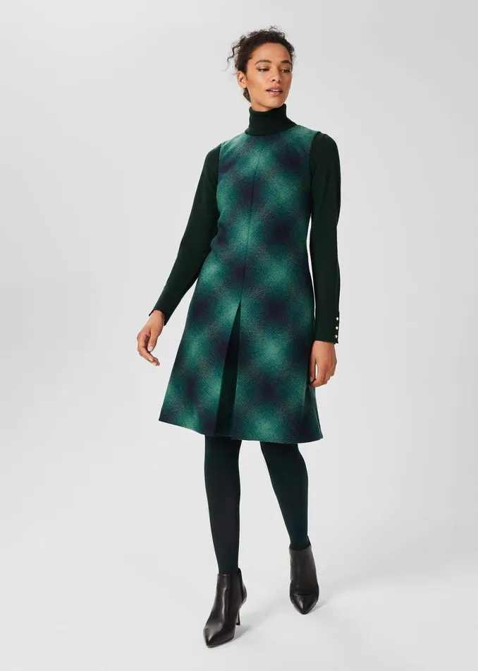 Womens Mariella A Line Shift Wool Dress Green Multi Hobbs Dresses Cheap On Sale