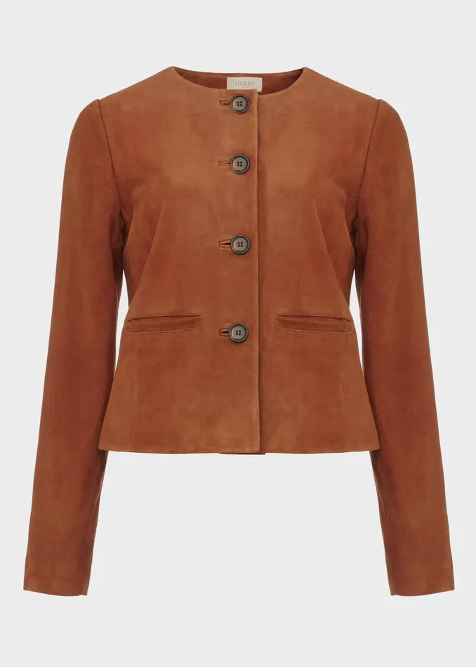 Womens Mariette Suede Jacket Toffee Hobbs Coats and Jackets Gift 4 You