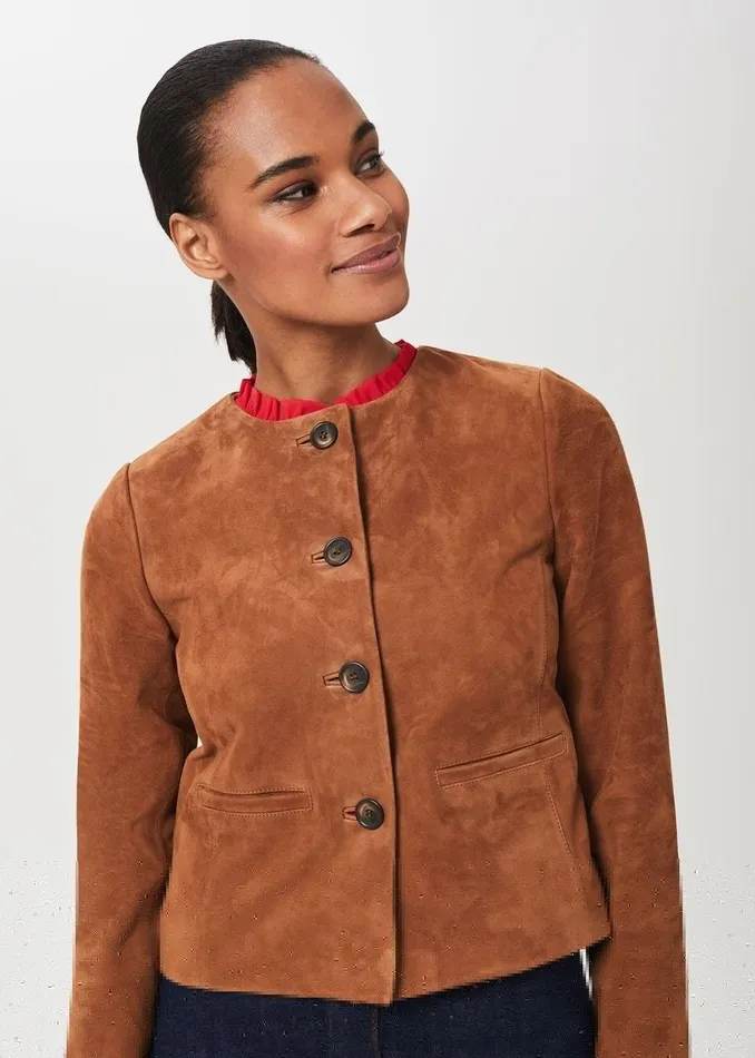 Womens Mariette Suede Jacket Toffee Hobbs Coats and Jackets Gift 4 You