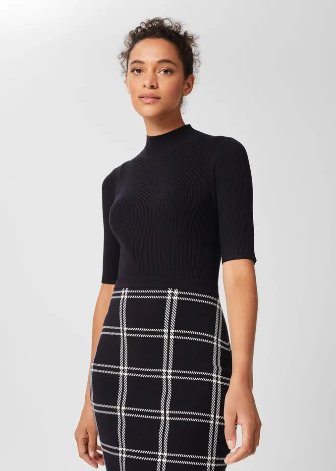 Womens May Knitted Dress Navy Ivory Hobbs Dresses Casaul