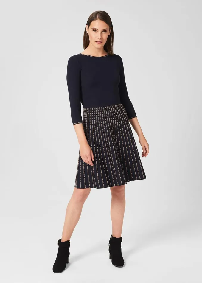 Womens Nyla Knitted Dress Navy Camel Hobbs Dresses Near Me