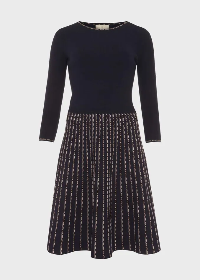 Womens Nyla Knitted Dress Navy Camel Hobbs Dresses Near Me