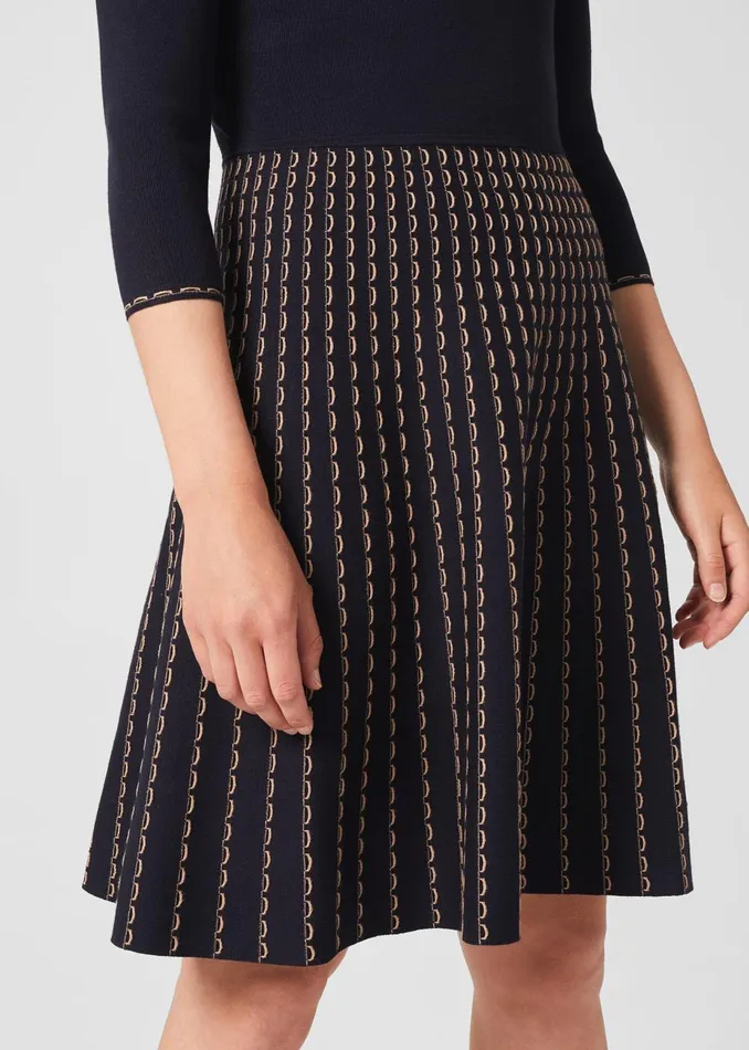 Womens Nyla Knitted Dress Navy Camel Hobbs Dresses Near Me