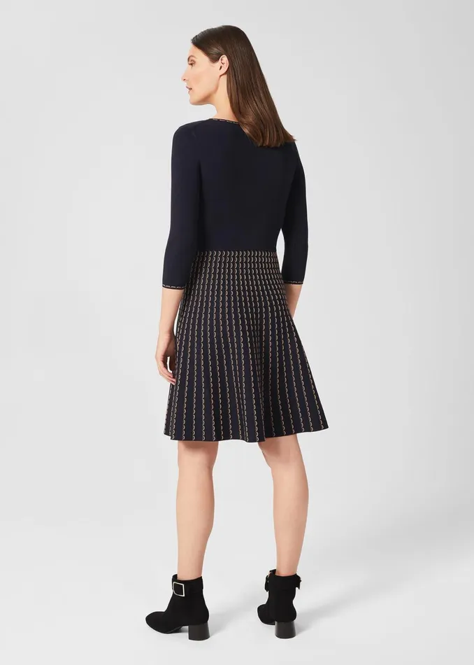 Womens Nyla Knitted Dress Navy Camel Hobbs Dresses Near Me