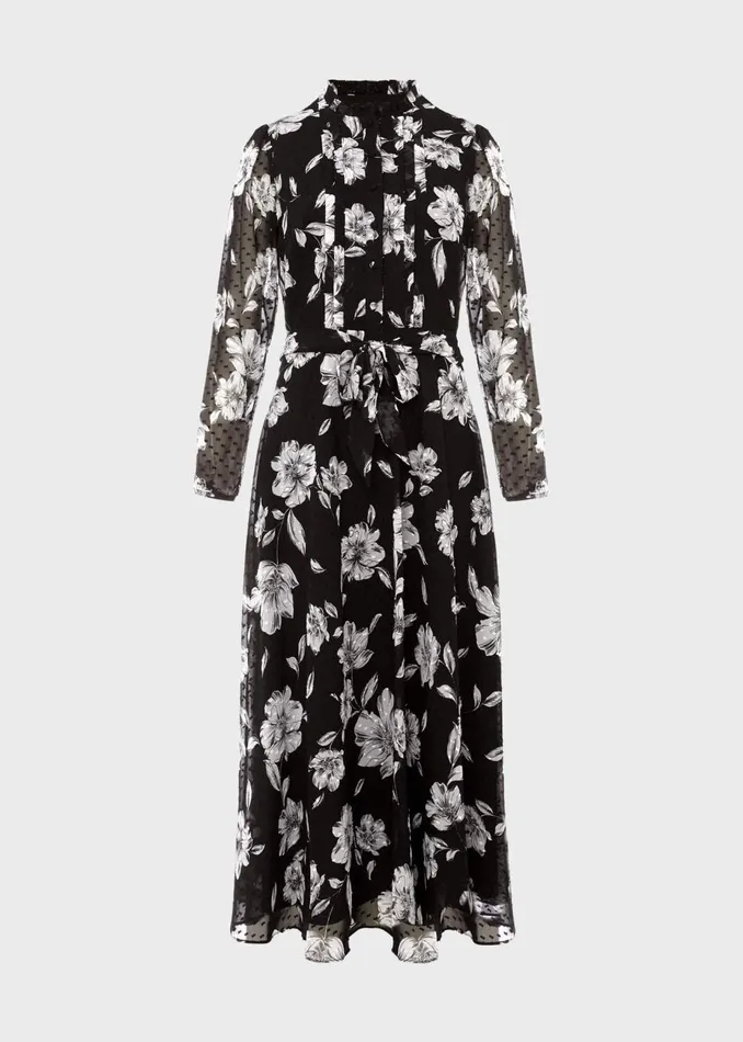 Womens Orla Floral Jacquard Midi Dress Black Ivory Hobbs Dresses Cheap On Sale