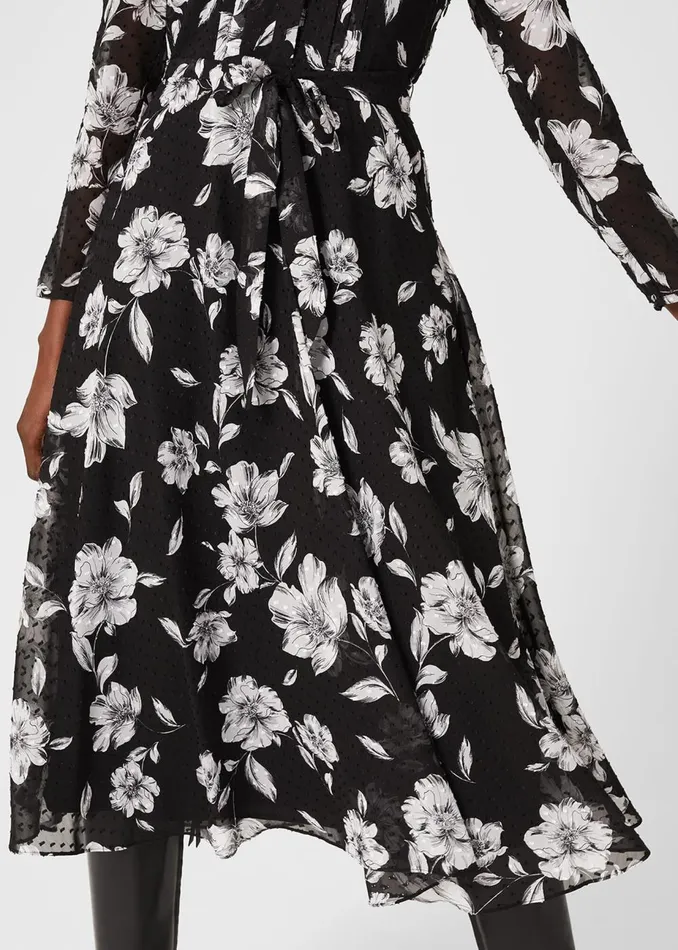 Womens Orla Floral Jacquard Midi Dress Black Ivory Hobbs Dresses Cheap On Sale