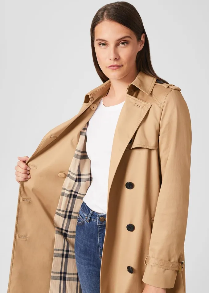 Womens Petite Finley Water Resistant Trench Coat Fawn Beige Hobbs Coats and Jackets Cheap On Sale