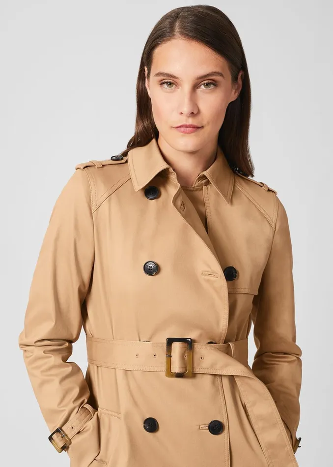 Womens Petite Finley Water Resistant Trench Coat Fawn Beige Hobbs Coats and Jackets Cheap On Sale