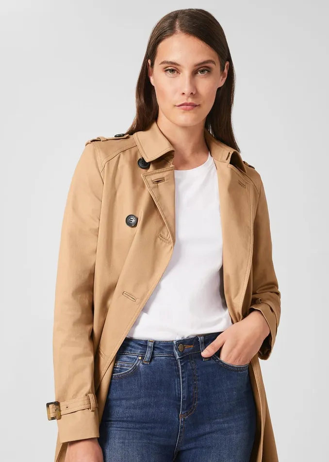 Womens Petite Finley Water Resistant Trench Coat Fawn Beige Hobbs Coats and Jackets Cheap On Sale