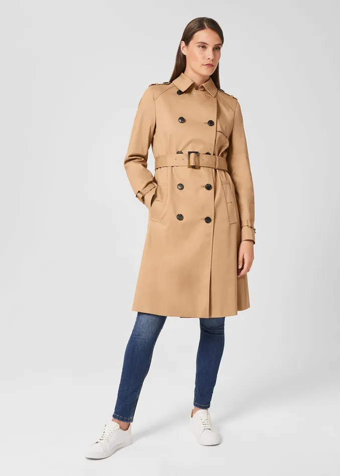 Womens Petite Finley Water Resistant Trench Coat Fawn Beige Hobbs Coats and Jackets Cheap On Sale