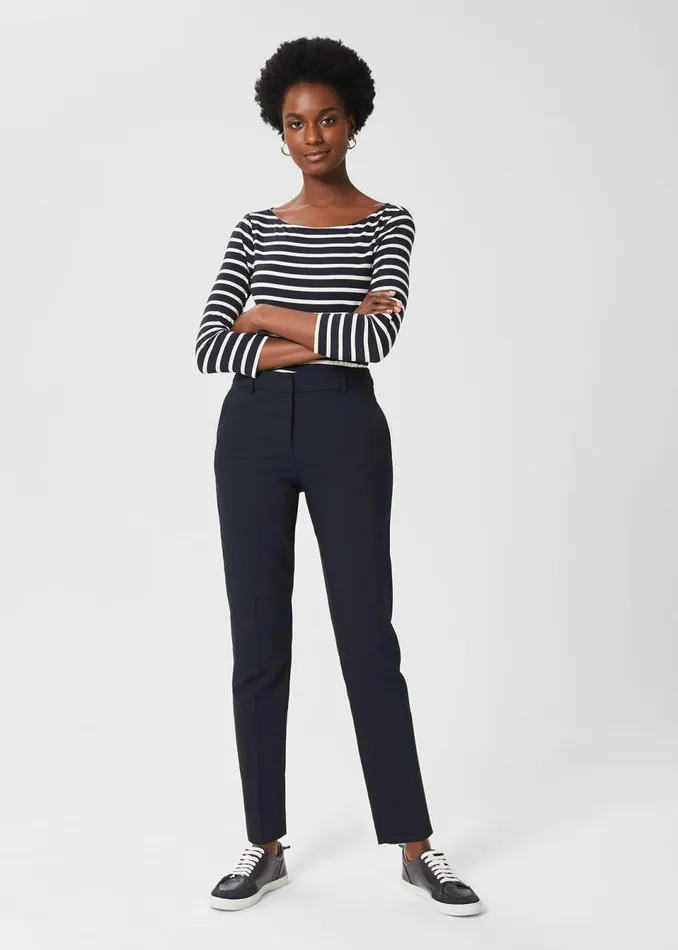 Womens Petite Quin Tapered Trouser Navy Hobbs Trousers